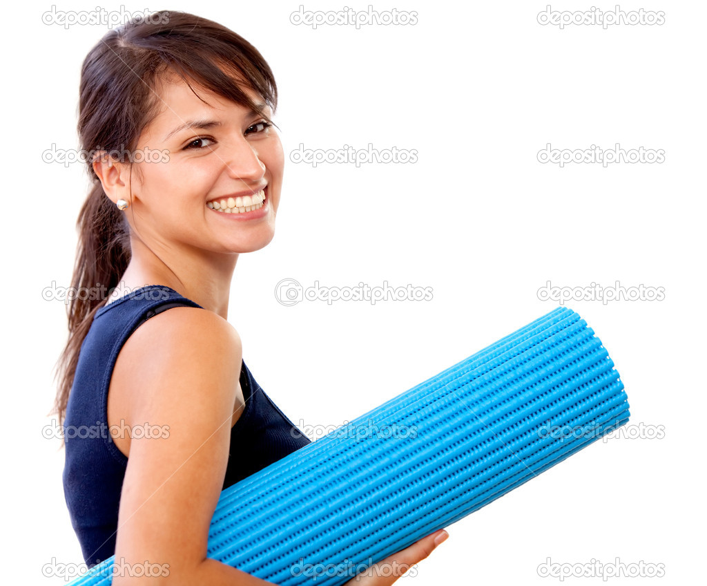 Woman with a mat